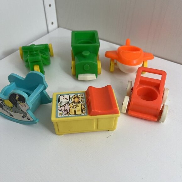 Vintage Fisher Price Little People Nursery Items Rocker bike plane train 6 Pcs - Picture 1 of 16
